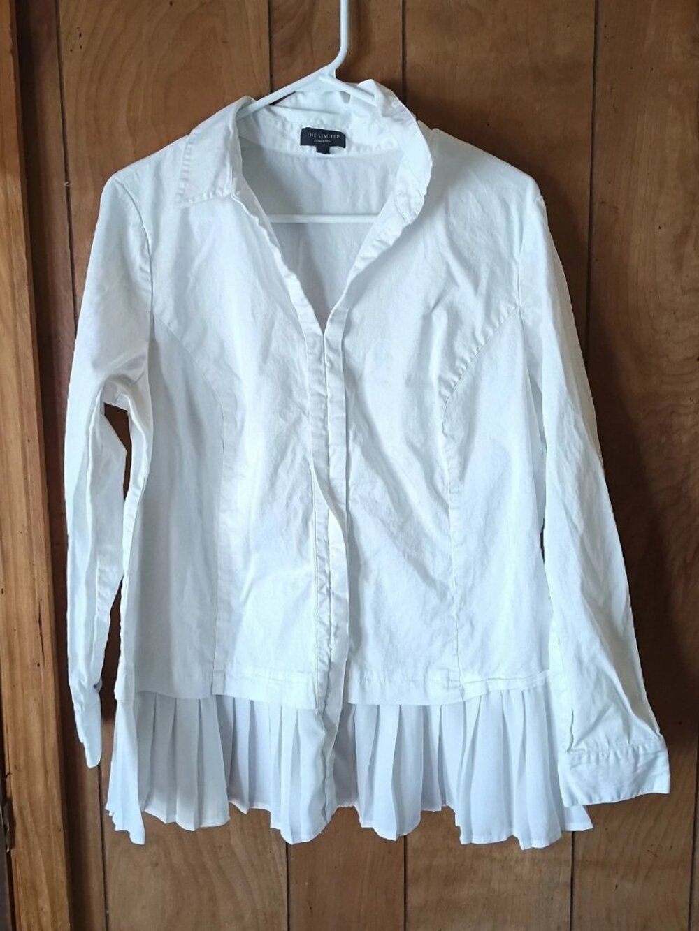 THE LIMITED white peplum blouse plus size OX cotton side zip